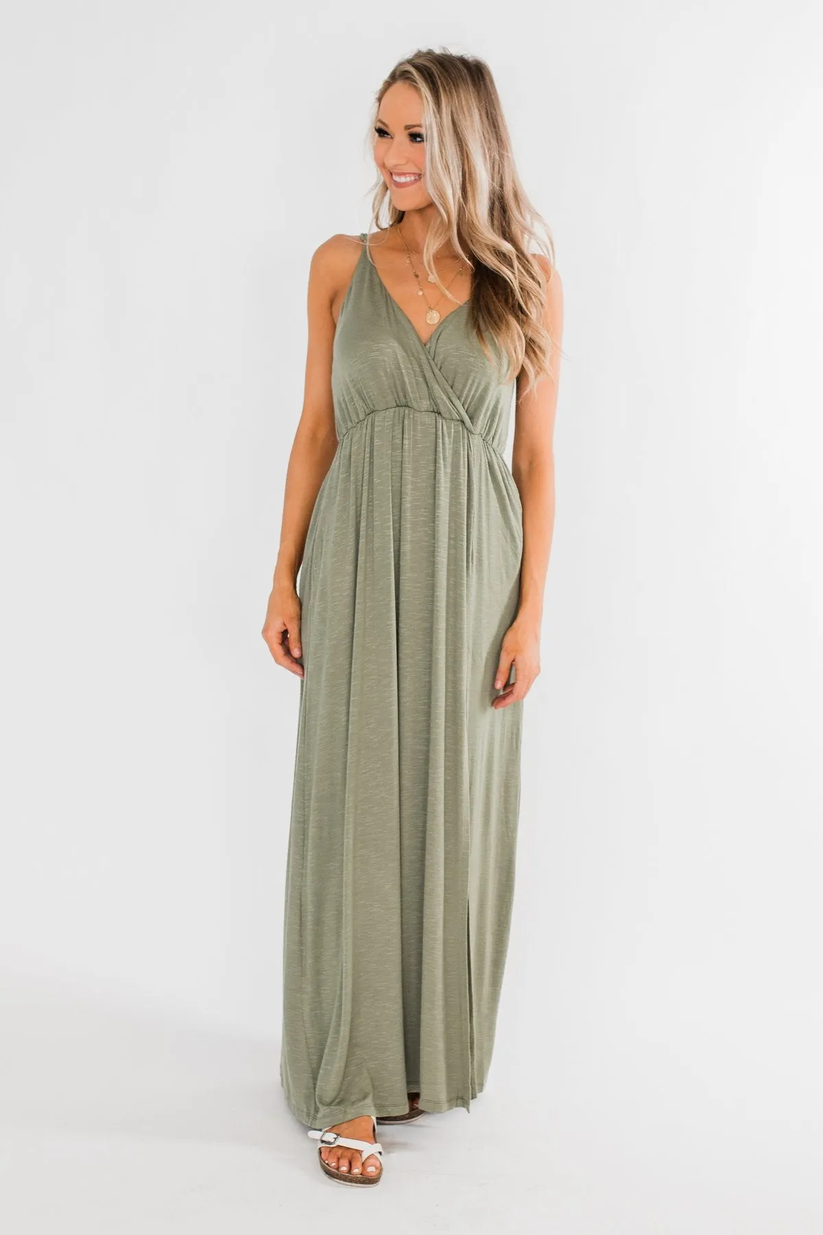 Next Right Step Maxi Dress- Olive