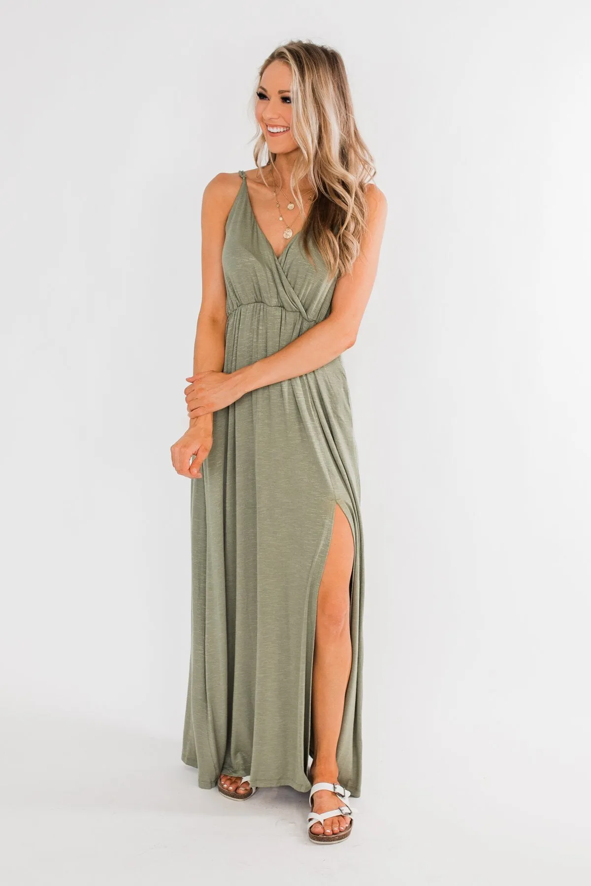 Next Right Step Maxi Dress- Olive