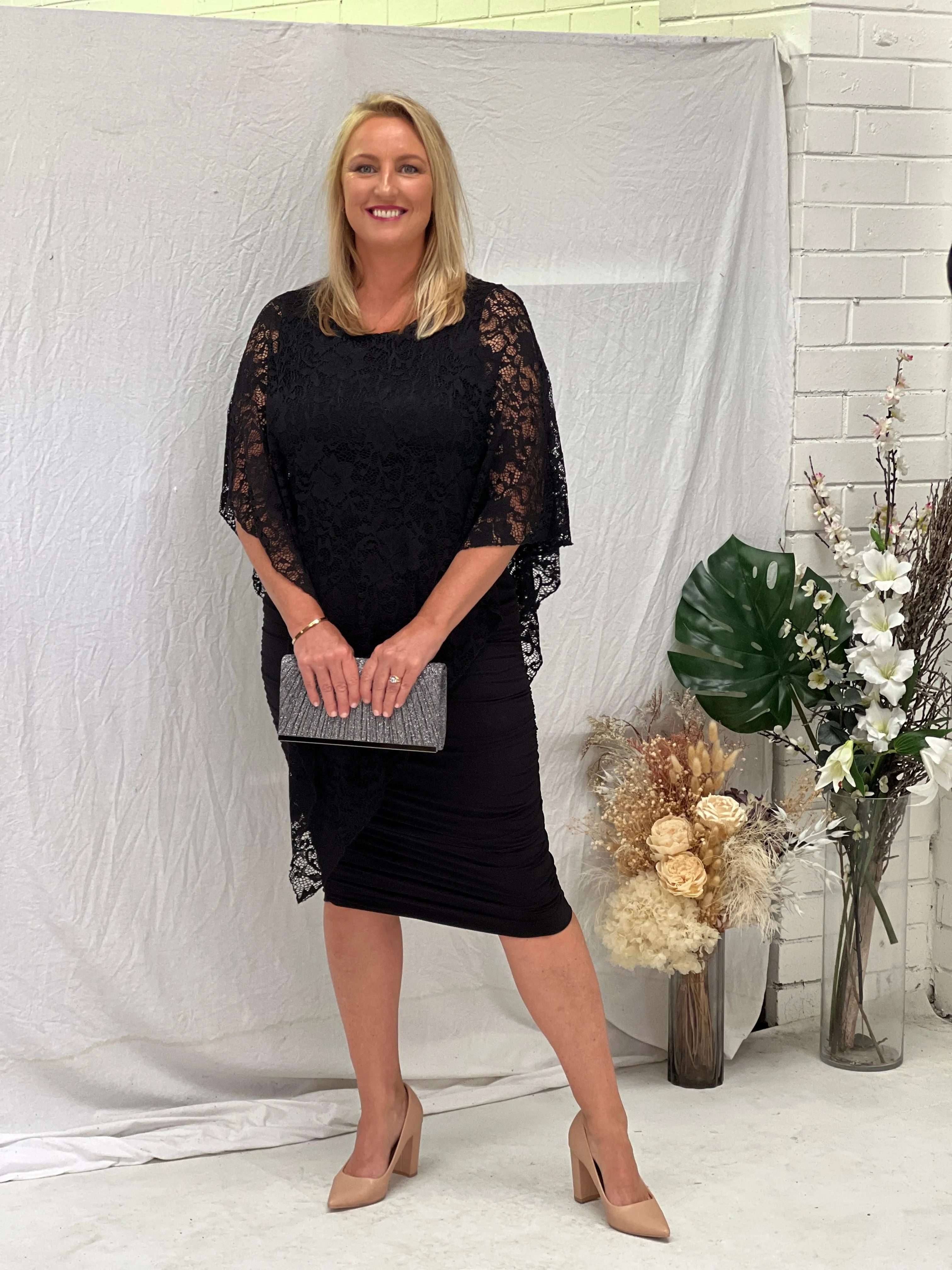 Noelle Black Ruched Jersey Skirt