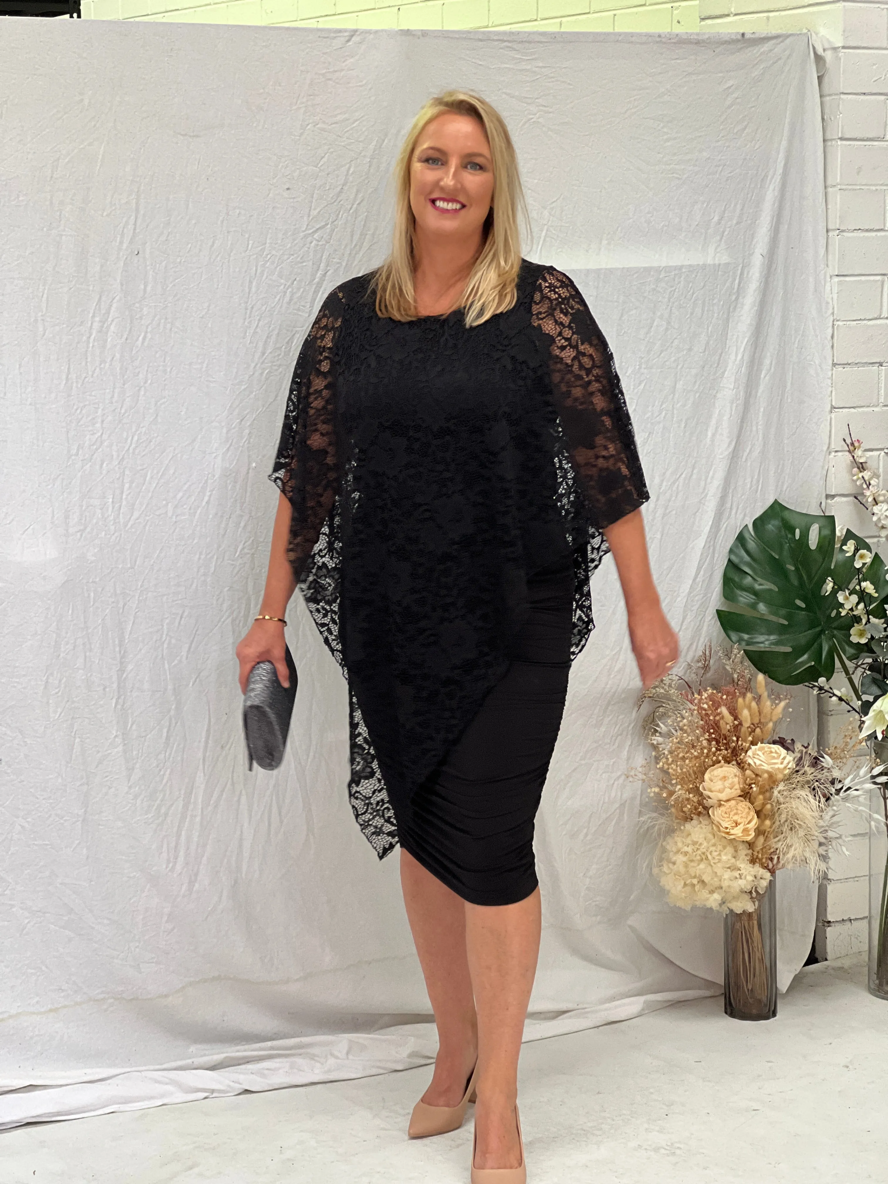 Noelle Black Ruched Jersey Skirt