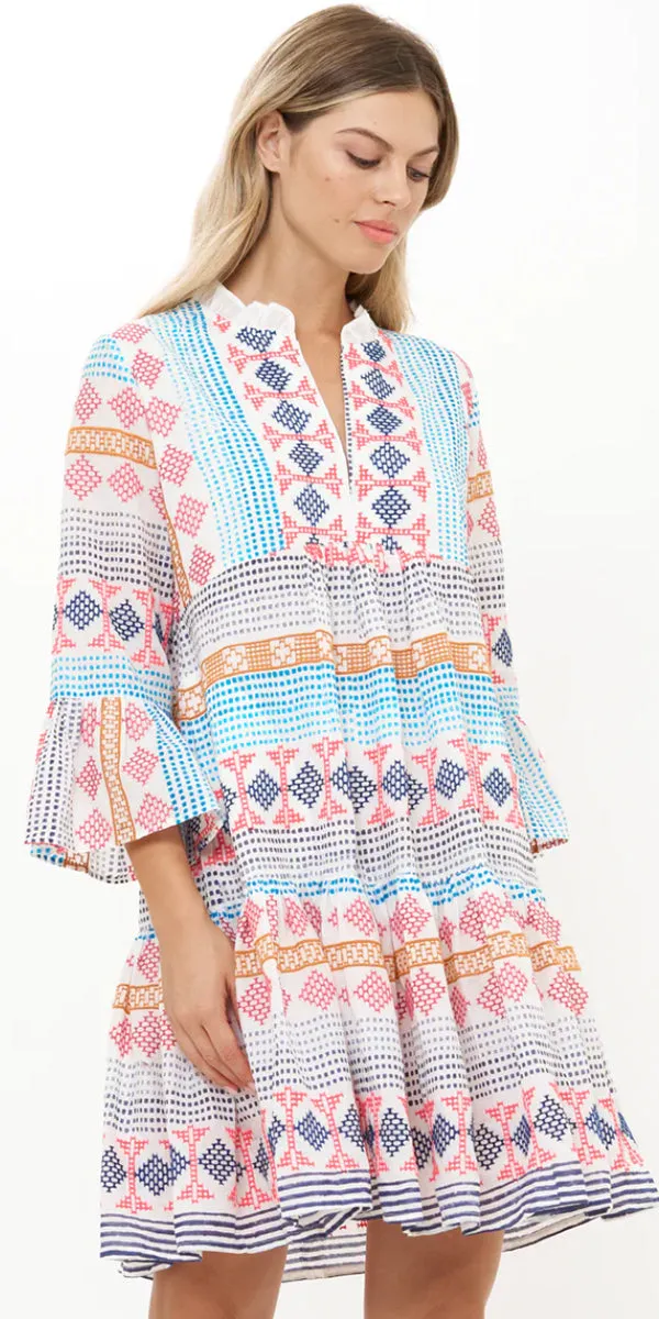 Oliphant Bell Sleeve Tiered Mini Dress