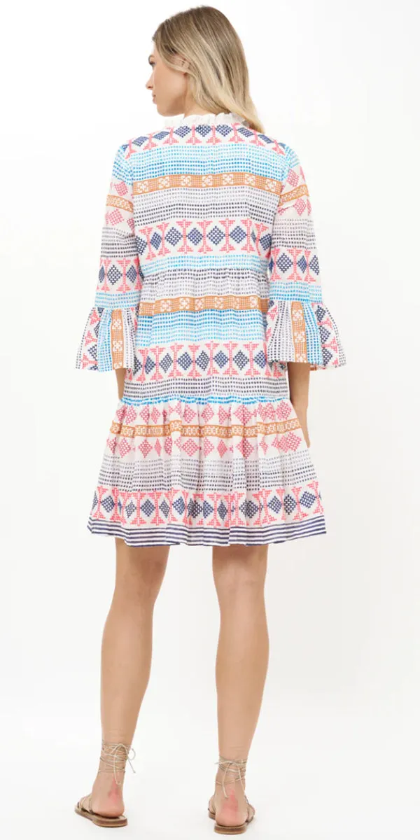 Oliphant Bell Sleeve Tiered Mini Dress