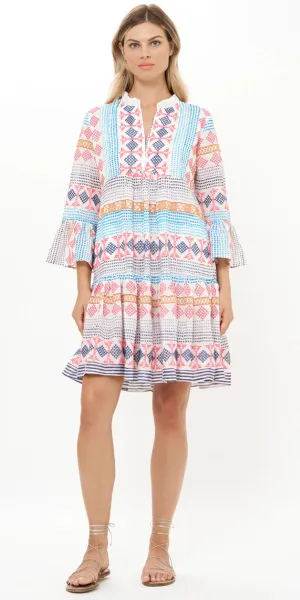 Oliphant Bell Sleeve Tiered Mini Dress