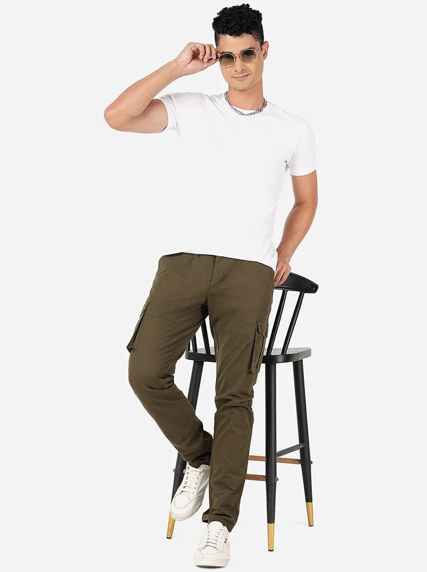 Olive Green Solid Slim Fit Track Pant | JadeBlue