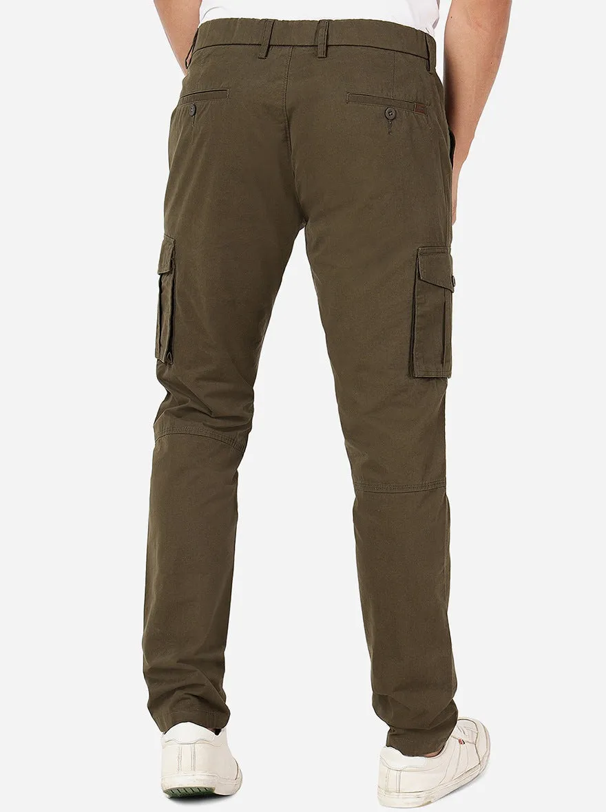 Olive Green Solid Slim Fit Track Pant | JadeBlue