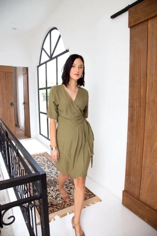 Olive Wrap Dress - Pistachio