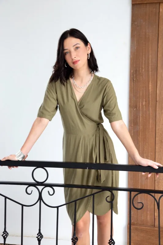 Olive Wrap Dress - Pistachio
