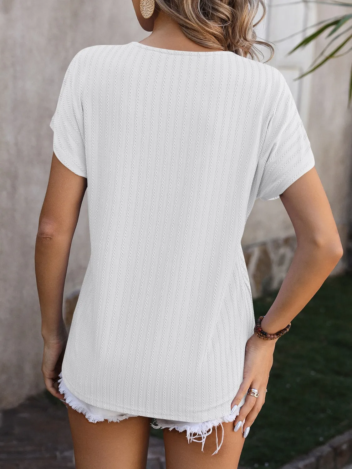 Olivia Textured Surplice Short Sleeve Blouse - Online Exclusive