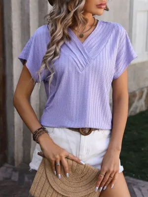 Olivia Textured Surplice Short Sleeve Blouse - Online Exclusive