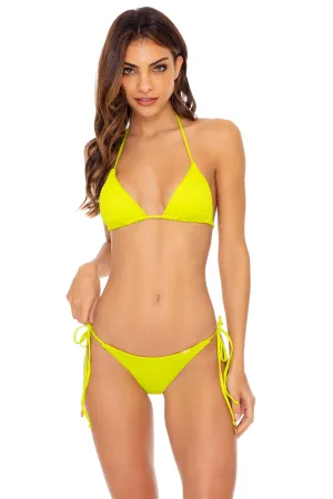 ORILLAS DEL MAR - Triangle Top & Wavey Ruched Back Tie Side Bottom • Glowstick