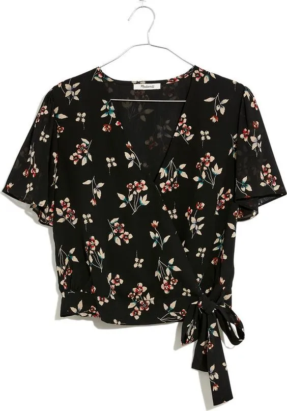 Parien Botanical Print Wrap Top (Clearance Sale)
