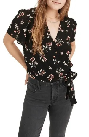 Parien Botanical Print Wrap Top (Clearance Sale)