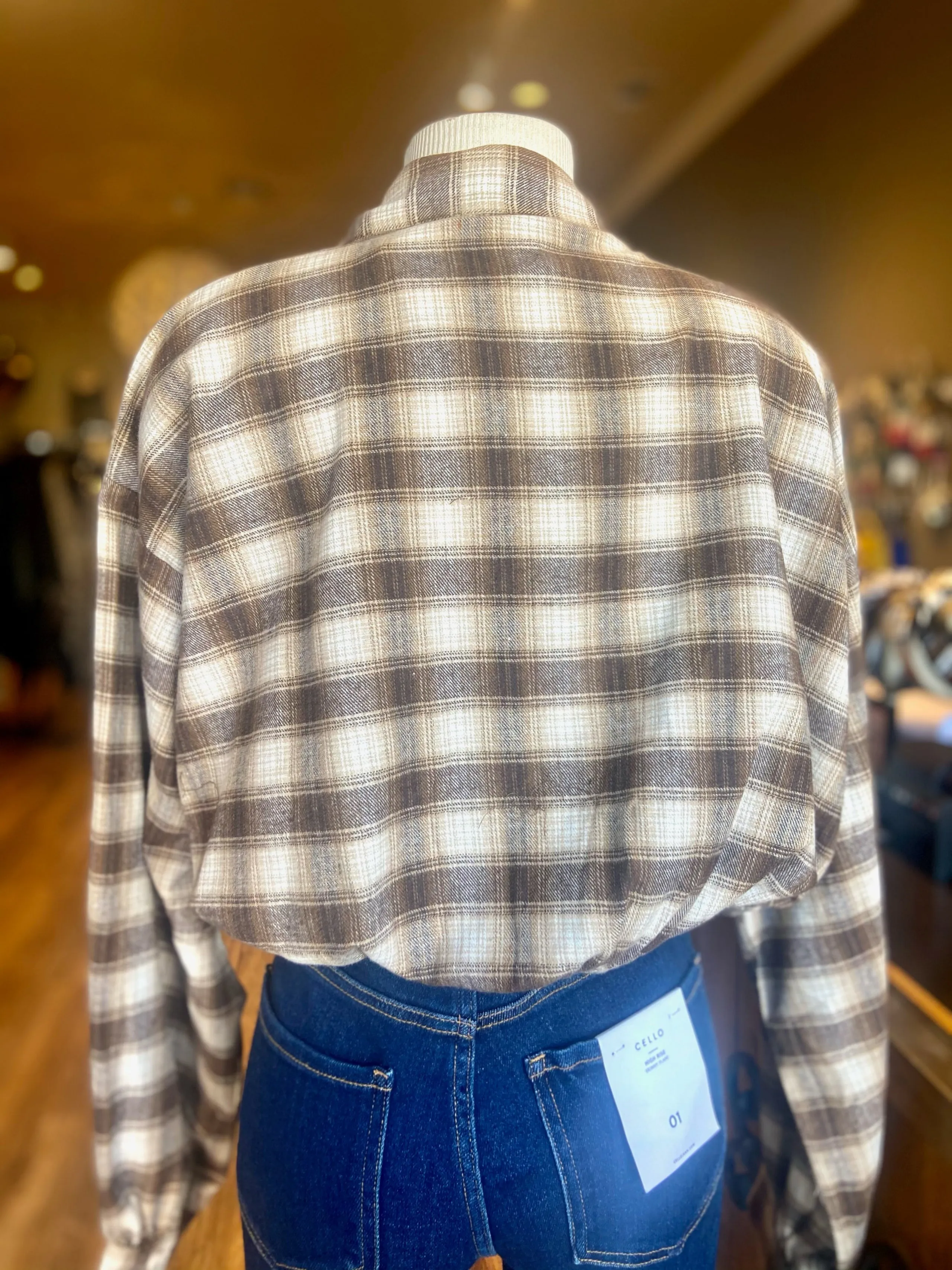 Plaid Surplice Top