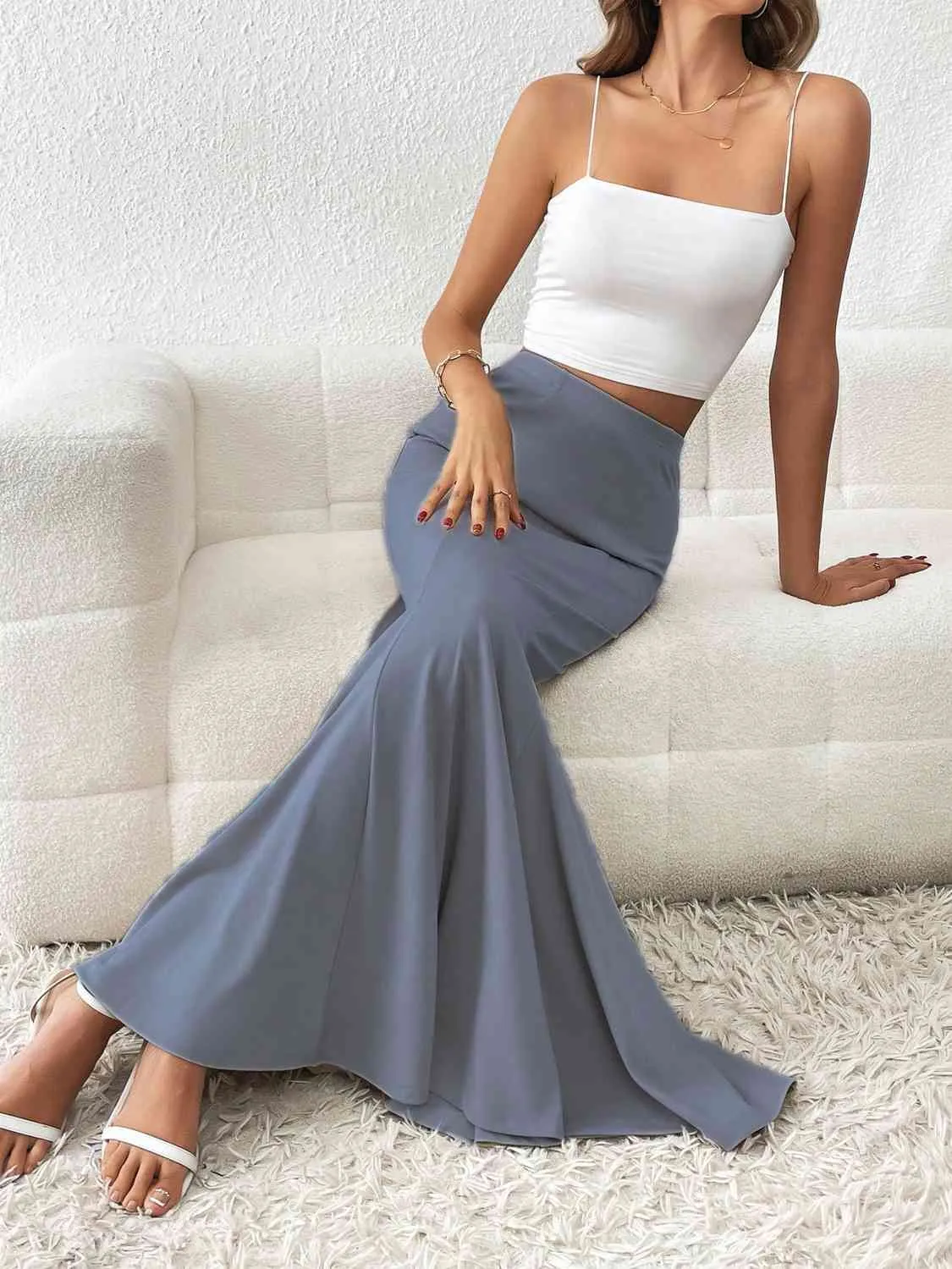 Plain Trumpet Maxi Skirt