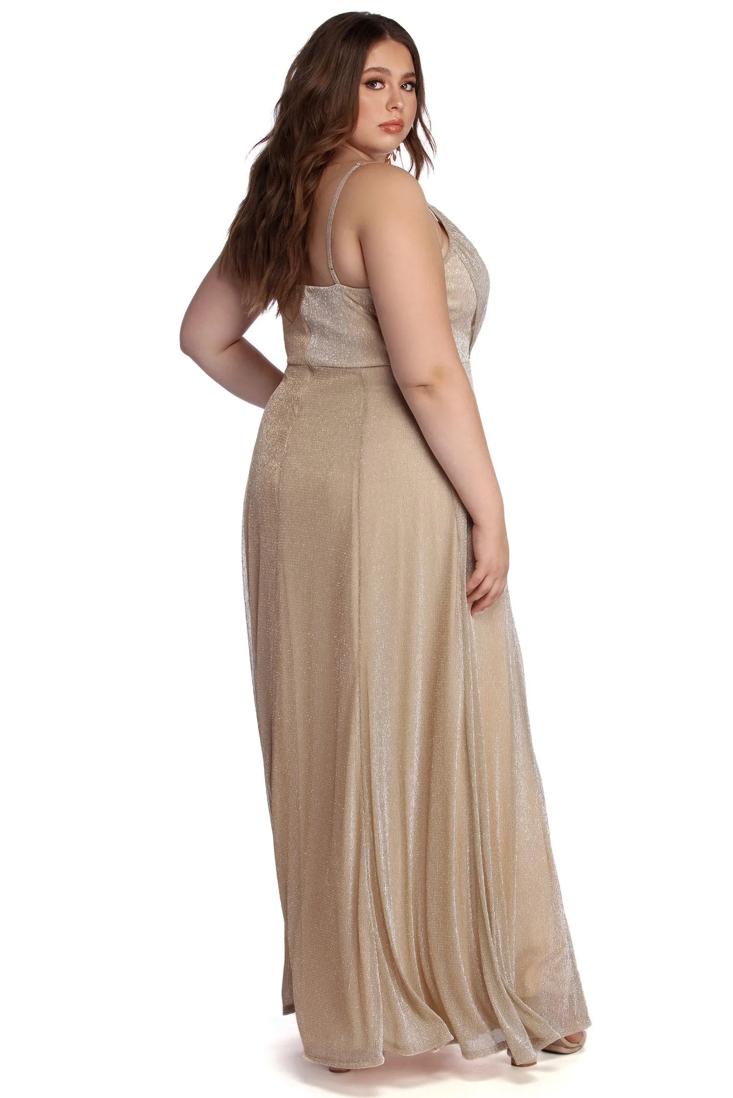 Plus Corinne Stylish Sparkle Lurex Dress