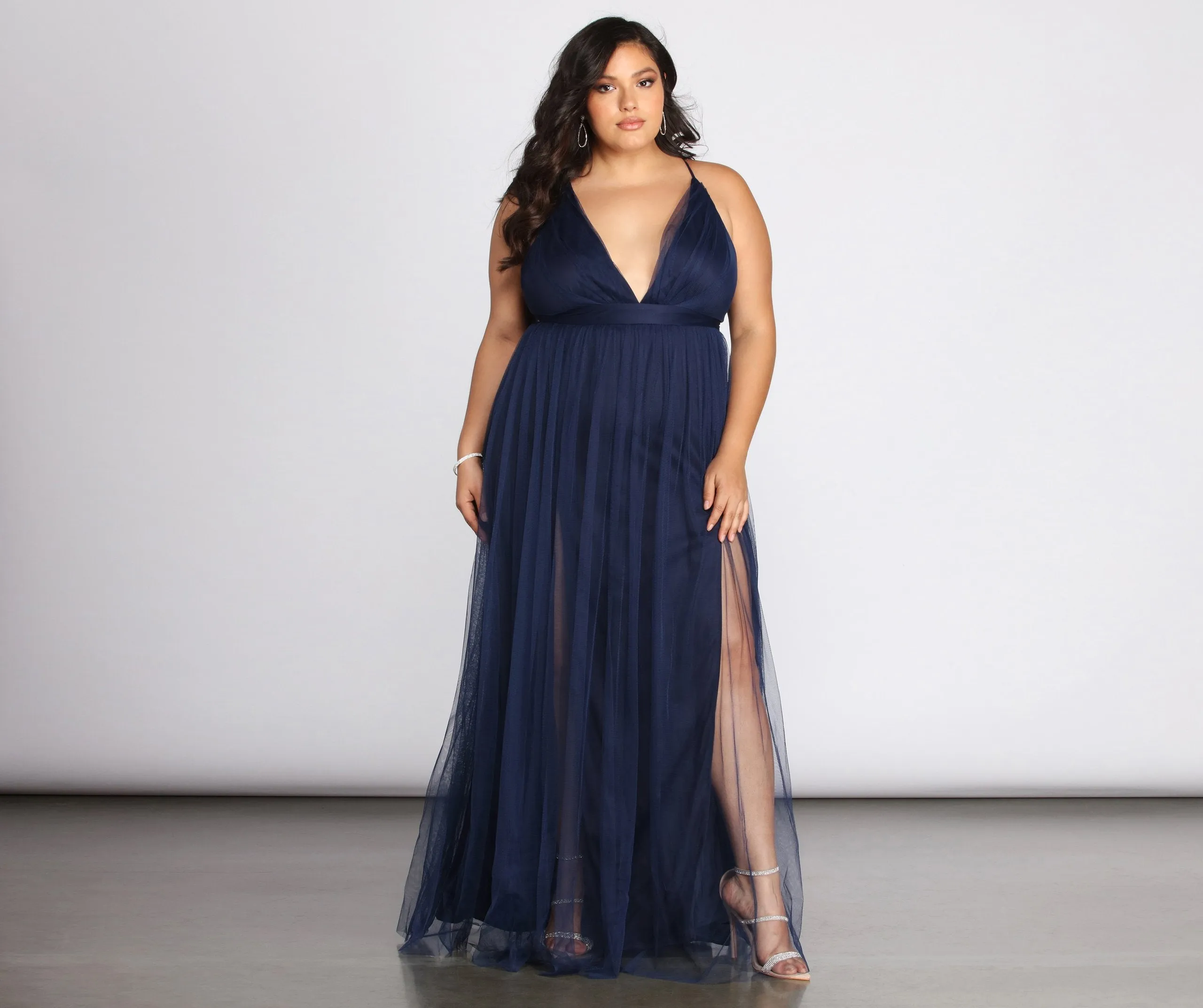 Plus Elisabeth Pleated Charming Tulle Formal Dress