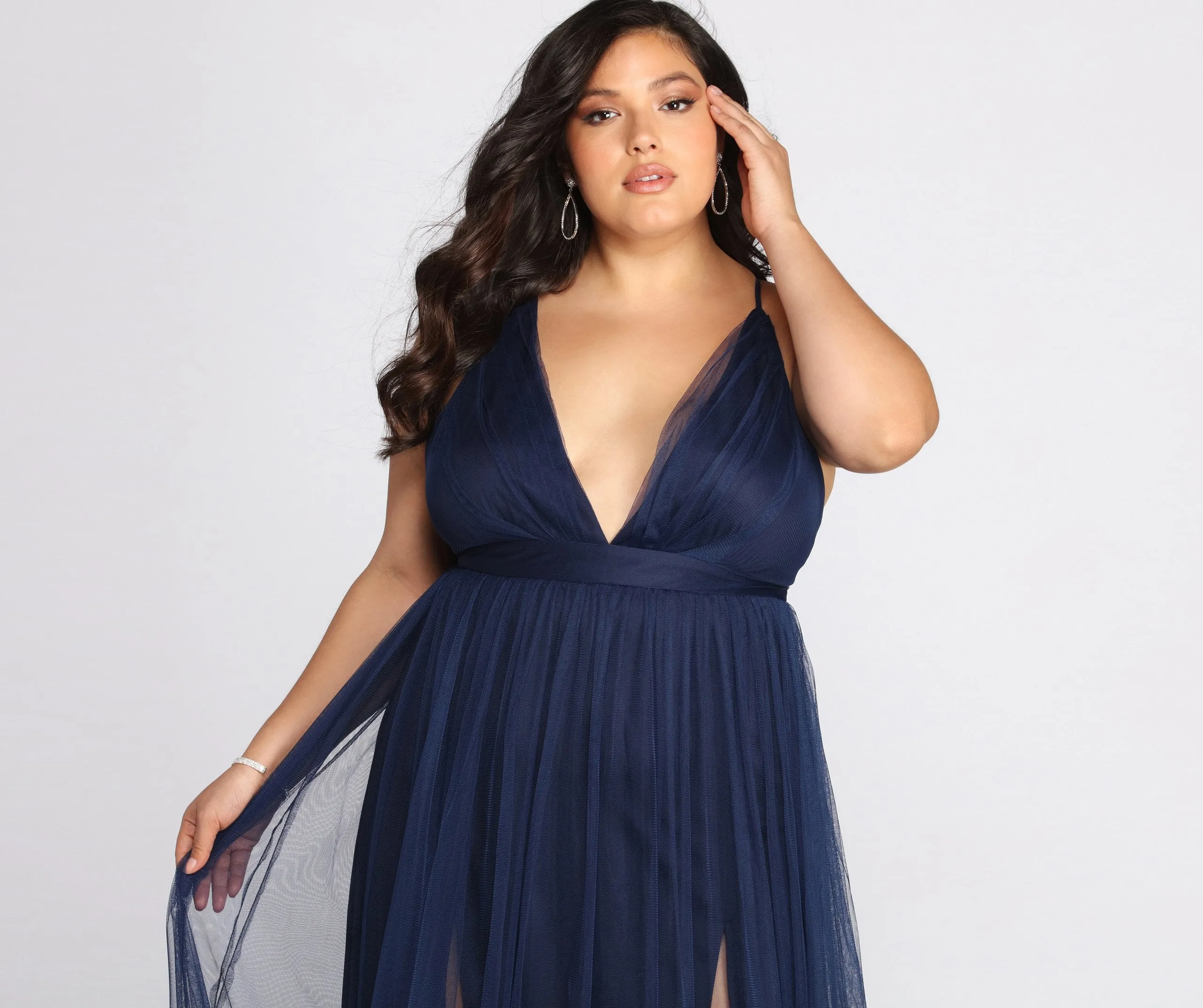Plus Elisabeth Pleated Charming Tulle Formal Dress