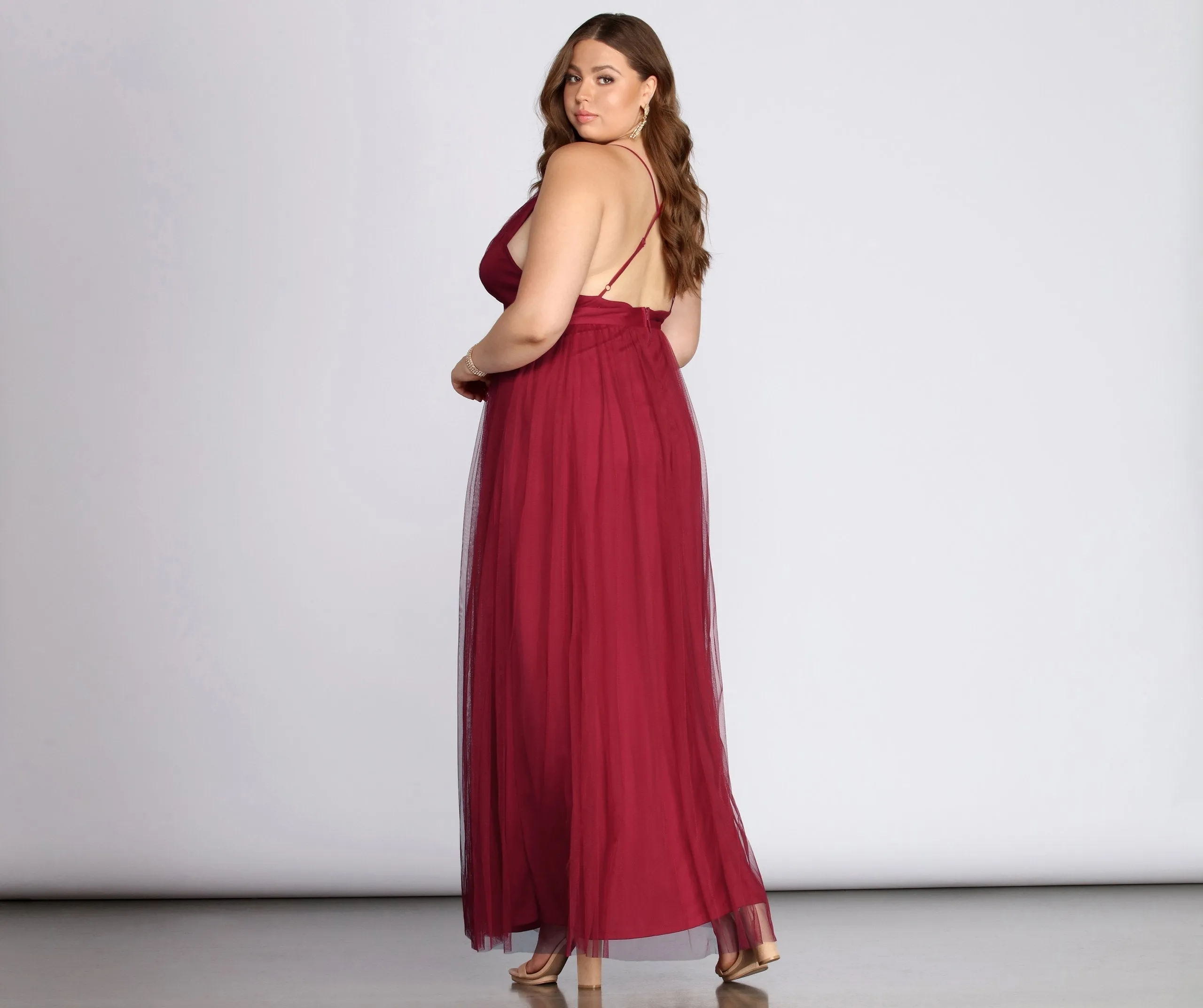 Plus Elisabeth Pleated Charming Tulle Formal Dress
