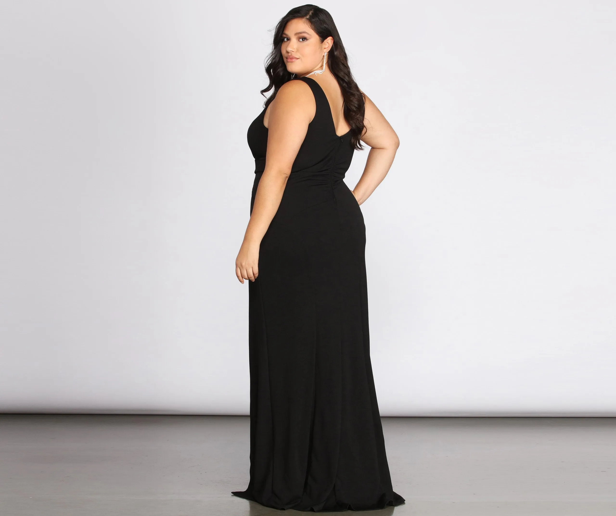 Plus Kaitlyn Formal Charming High Slit Dress