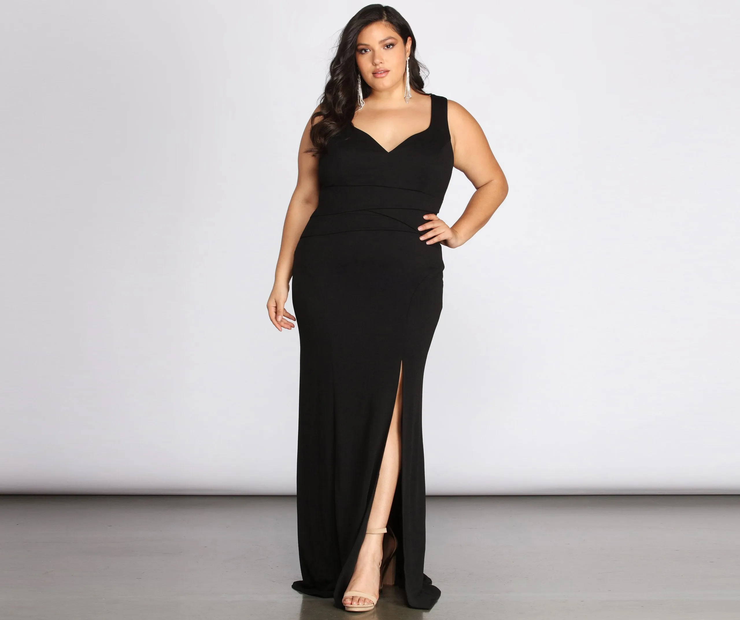 Plus Kaitlyn Formal Charming High Slit Dress