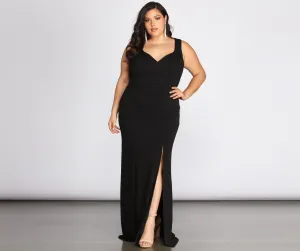 Plus Kaitlyn Formal Charming High Slit Dress