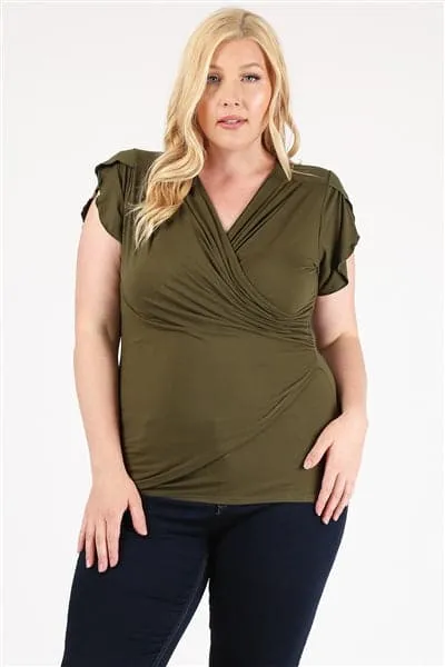 Plus Size Ruched Top Olive - Pack of 6