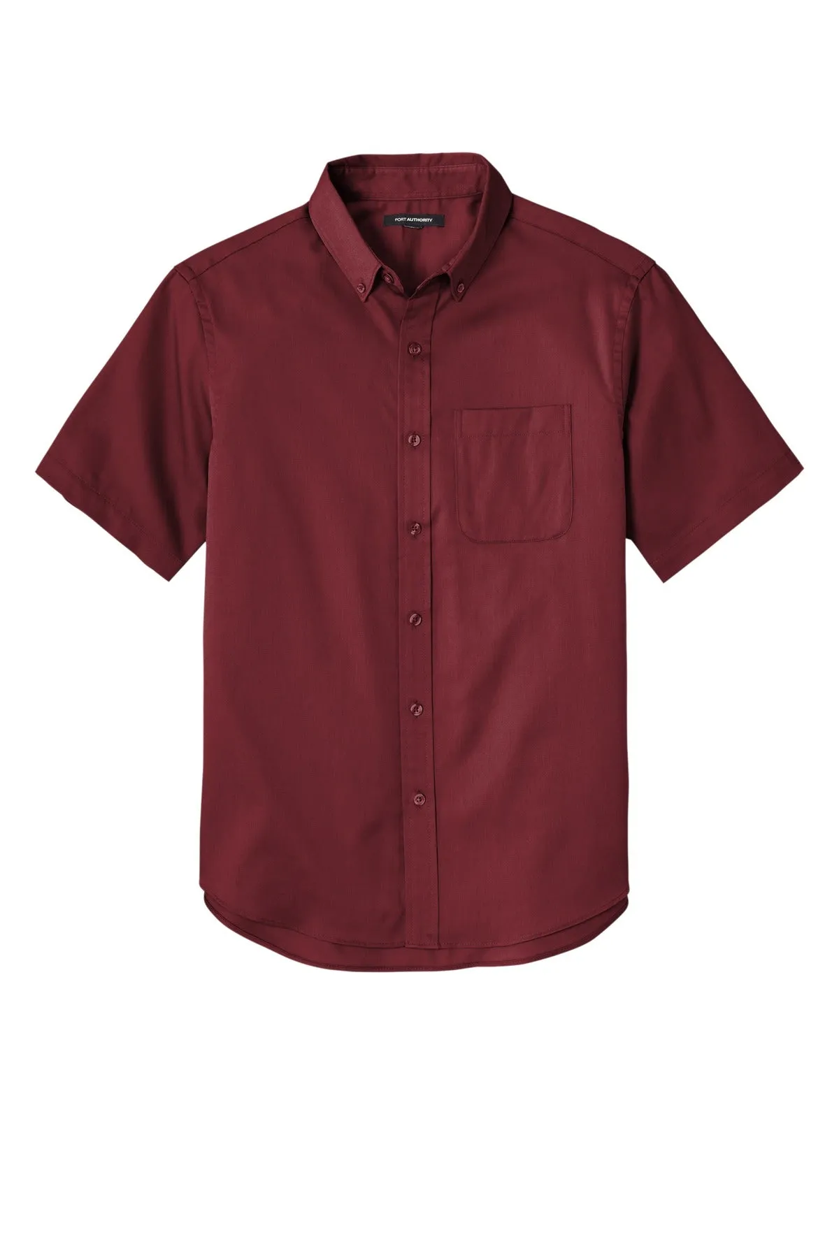 Port Authority Short Sleeve SuperPro React Twill Shirt. W809 Burgundy