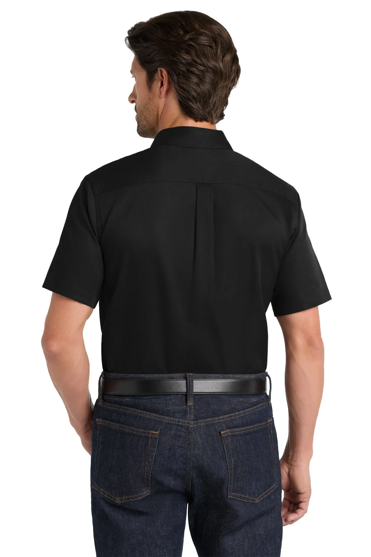 Port Authority Short Sleeve SuperPro React Twill Shirt. W809 Deep Black