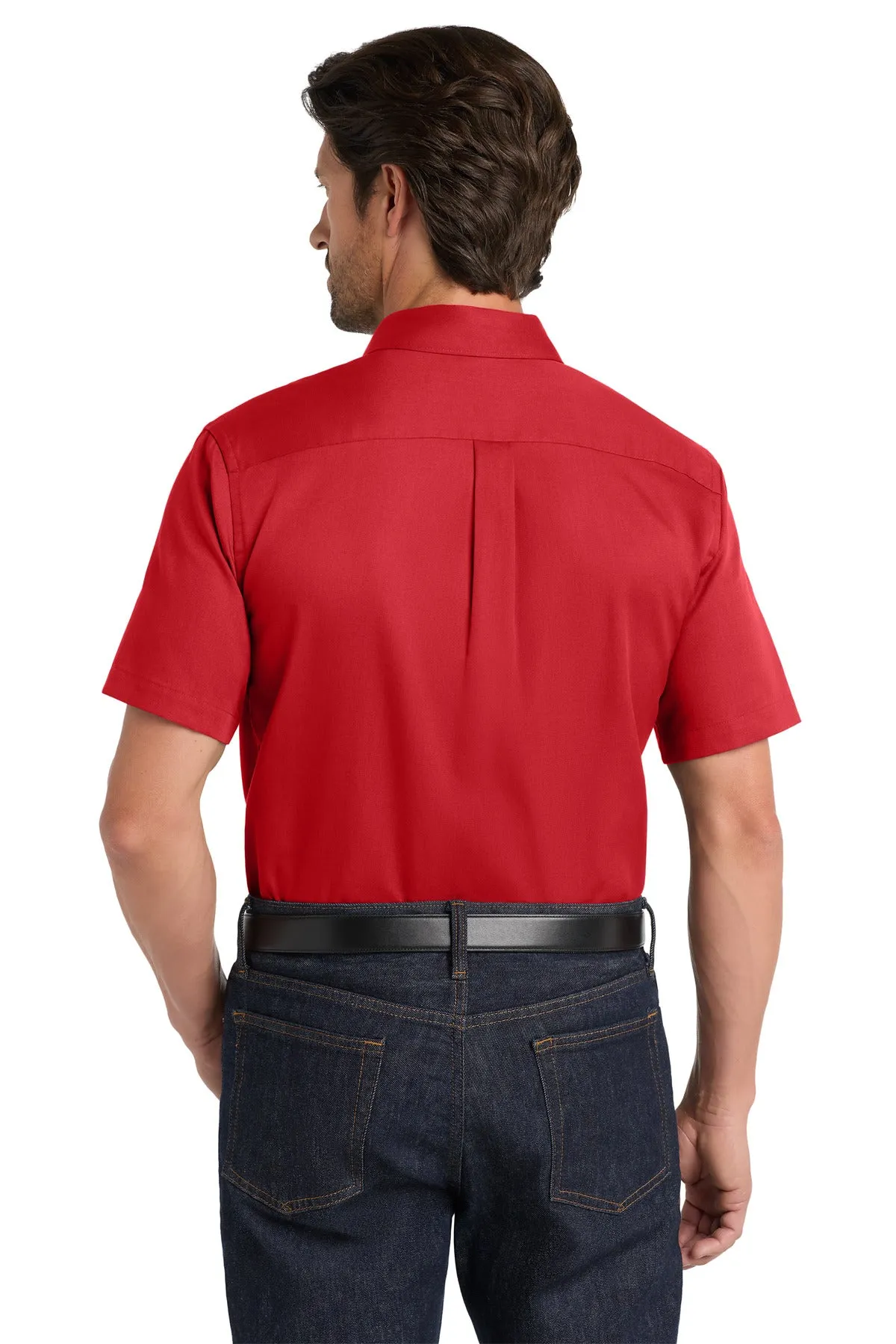 Port Authority Short Sleeve SuperPro React Twill Shirt. W809 Rich Red