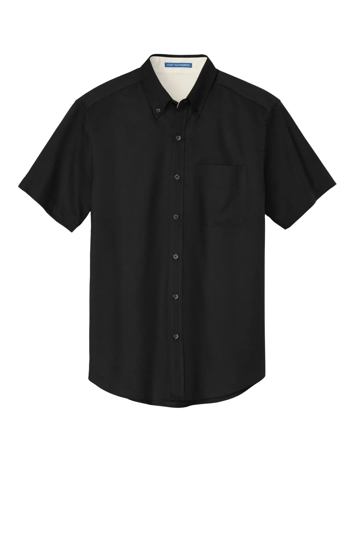 Port Authority Tall Short Sleeve Easy Care Shirt. TLS508 Black/ Light Stone Tall