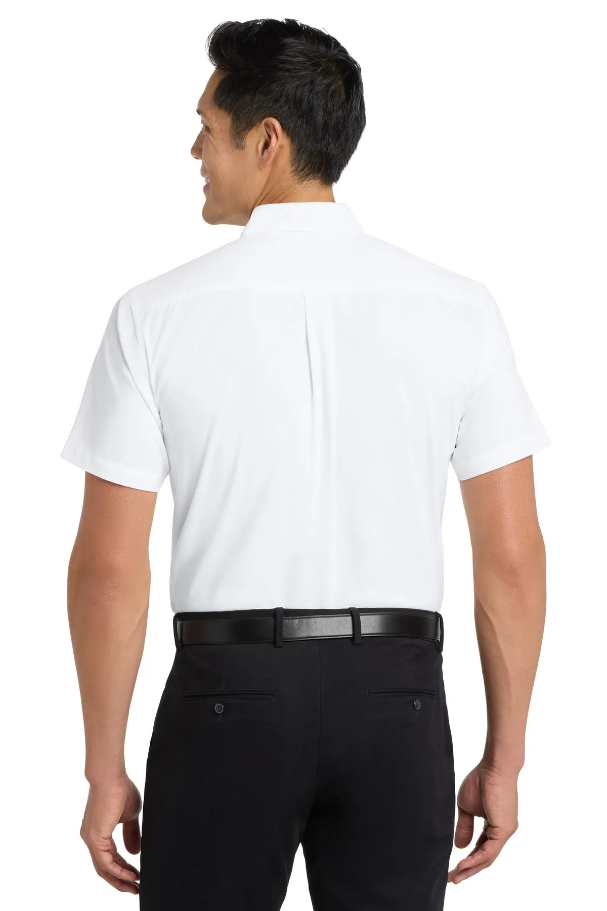 Port Authority Tall Short Sleeve Easy Care Shirt. TLS508 White/ Light Stone Tall