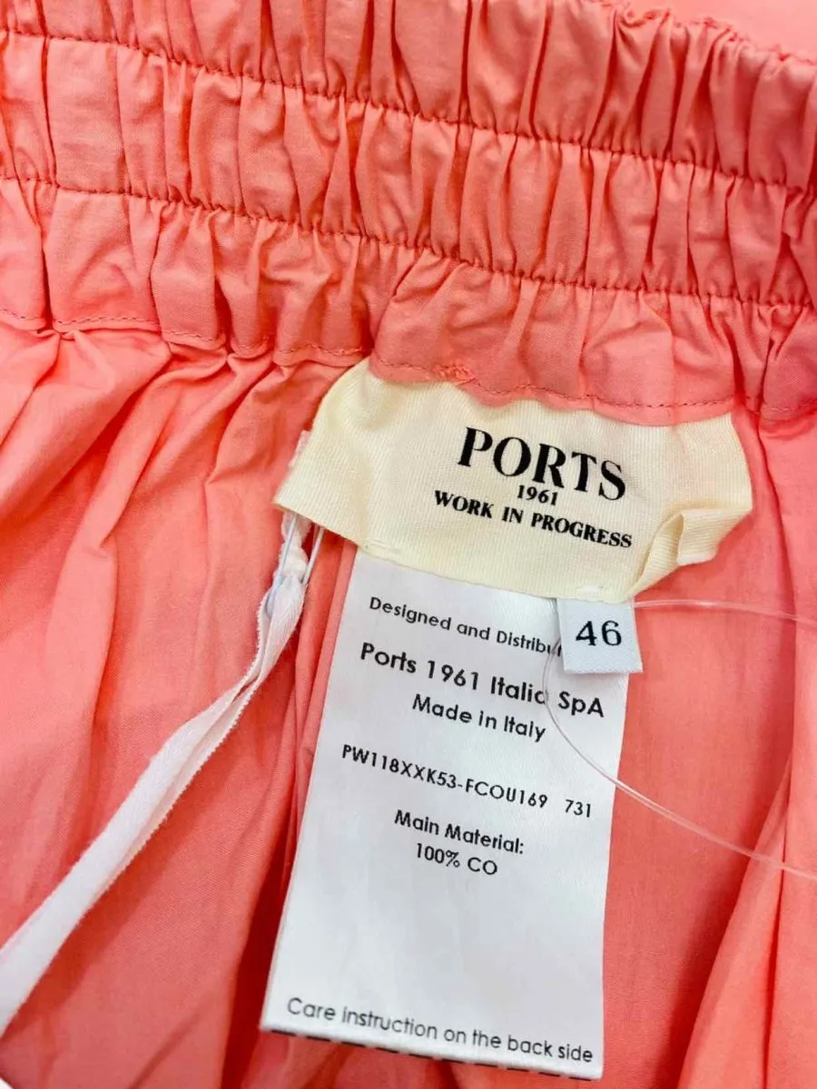 PORTS 1961 Asymmetric Coral Midi Skirt US10