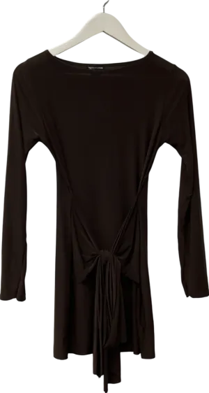 PrettyLittleThing Brown Chocolate Slinky Wrap Detail Mini Dress UK 10