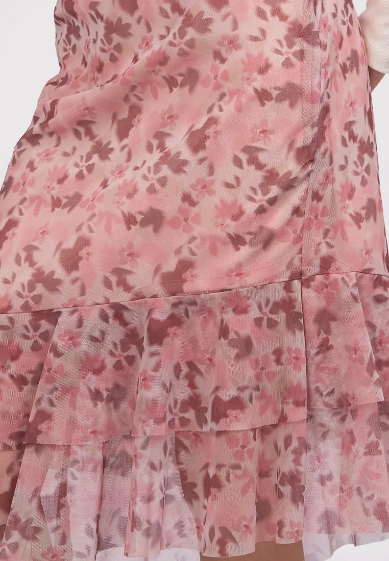 Printed Asymmetric Midi Skirt