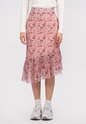 Printed Asymmetric Midi Skirt