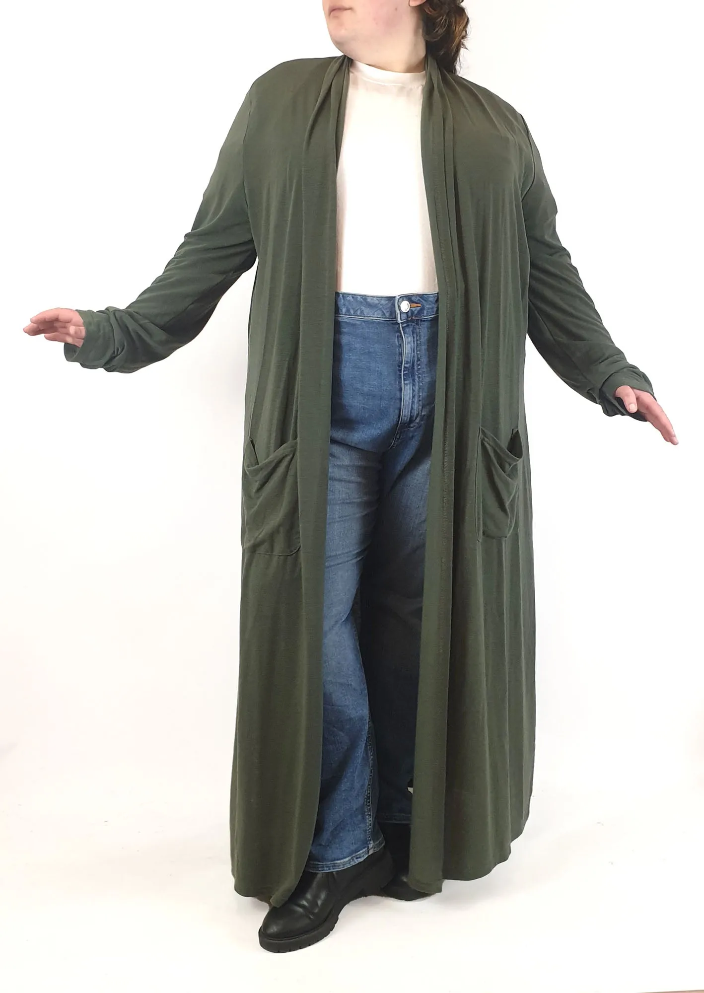 Proud Poppy olive green maxi cardigan size 28