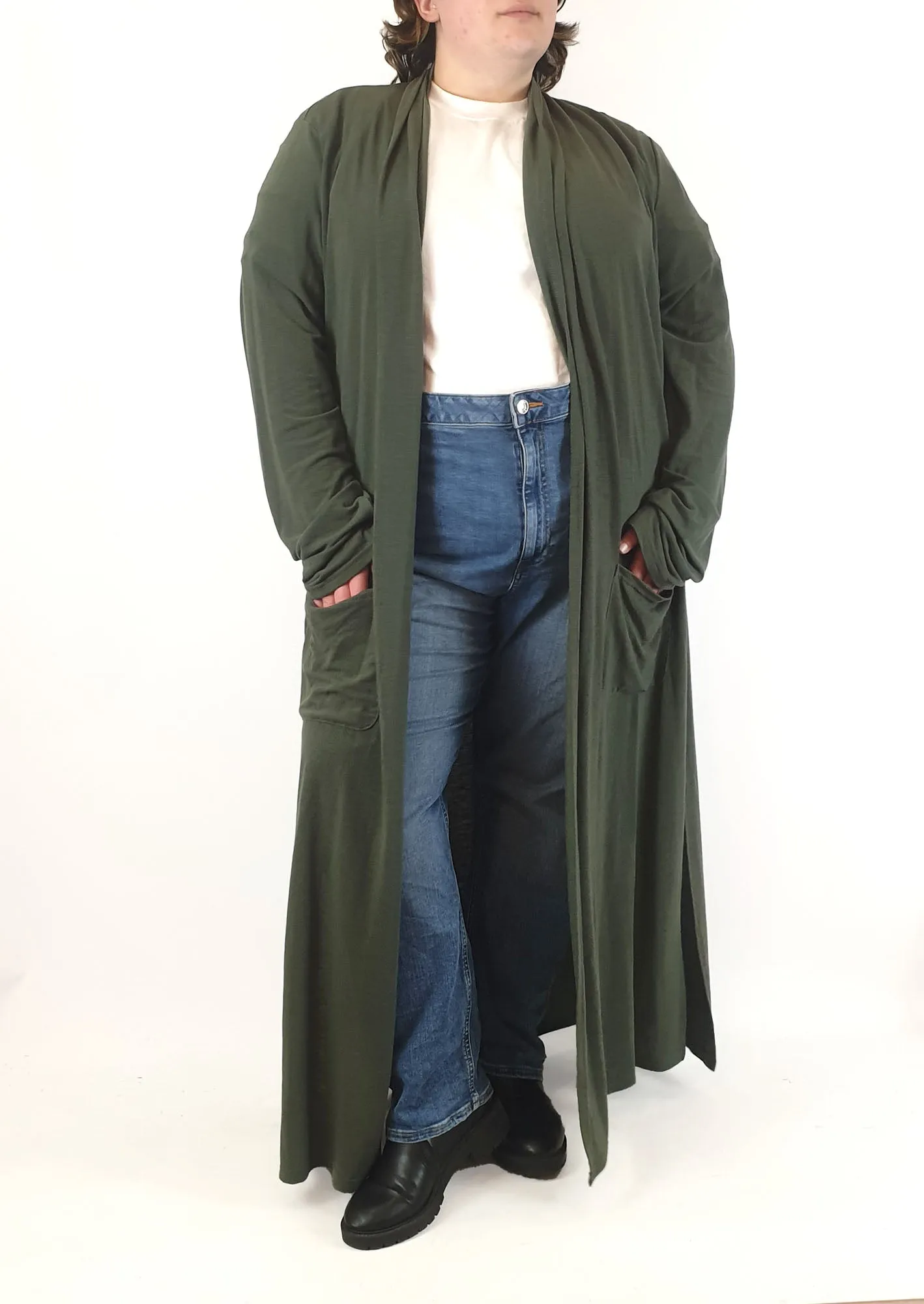 Proud Poppy olive green maxi cardigan size 28