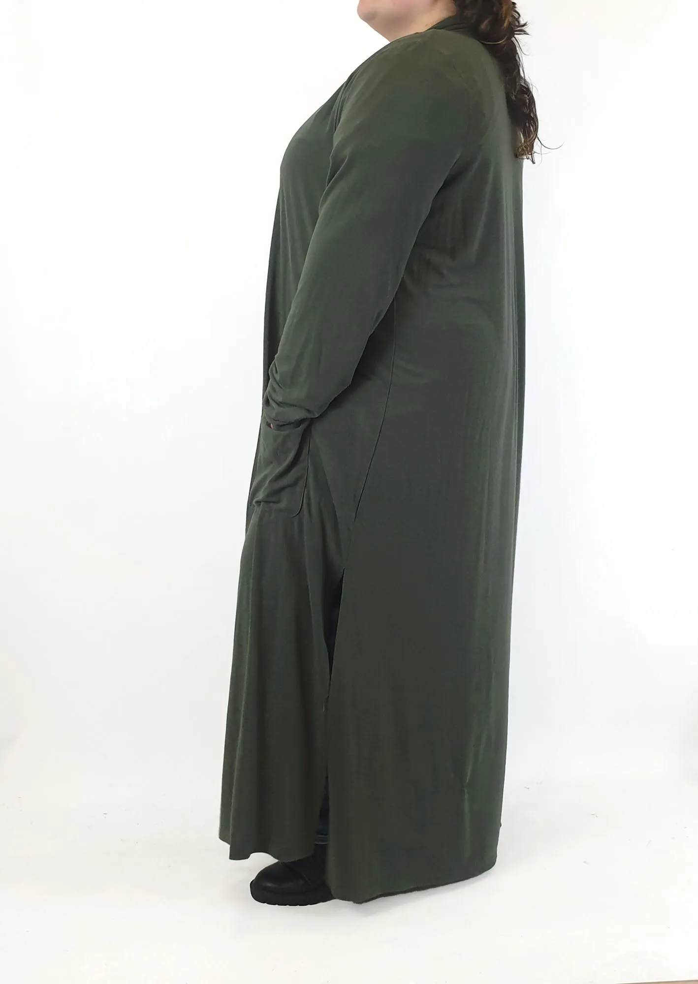 Proud Poppy olive green maxi cardigan size 28
