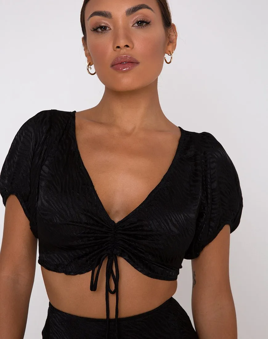 Raemzi Crop Top in Satin Zebra Black