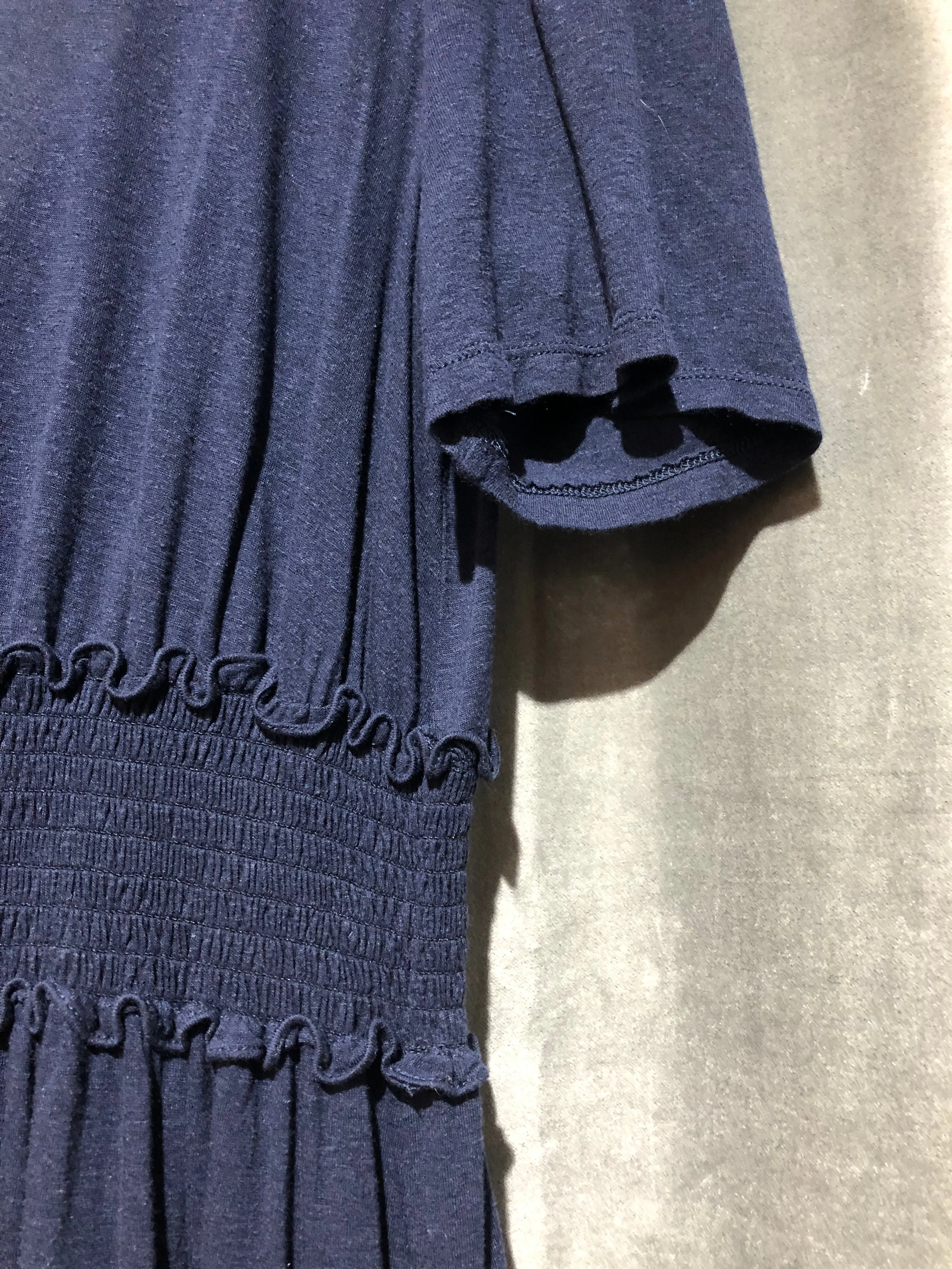 Rebecca Taylor Navy Short Sleeve dress with Large Elastic Waist Band