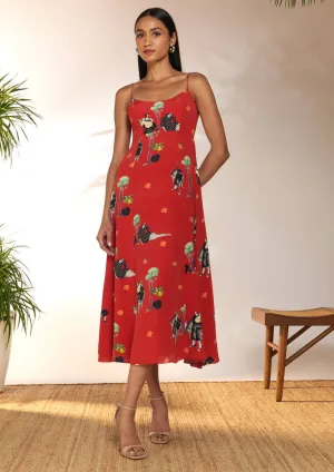 Red tropicool backless dress