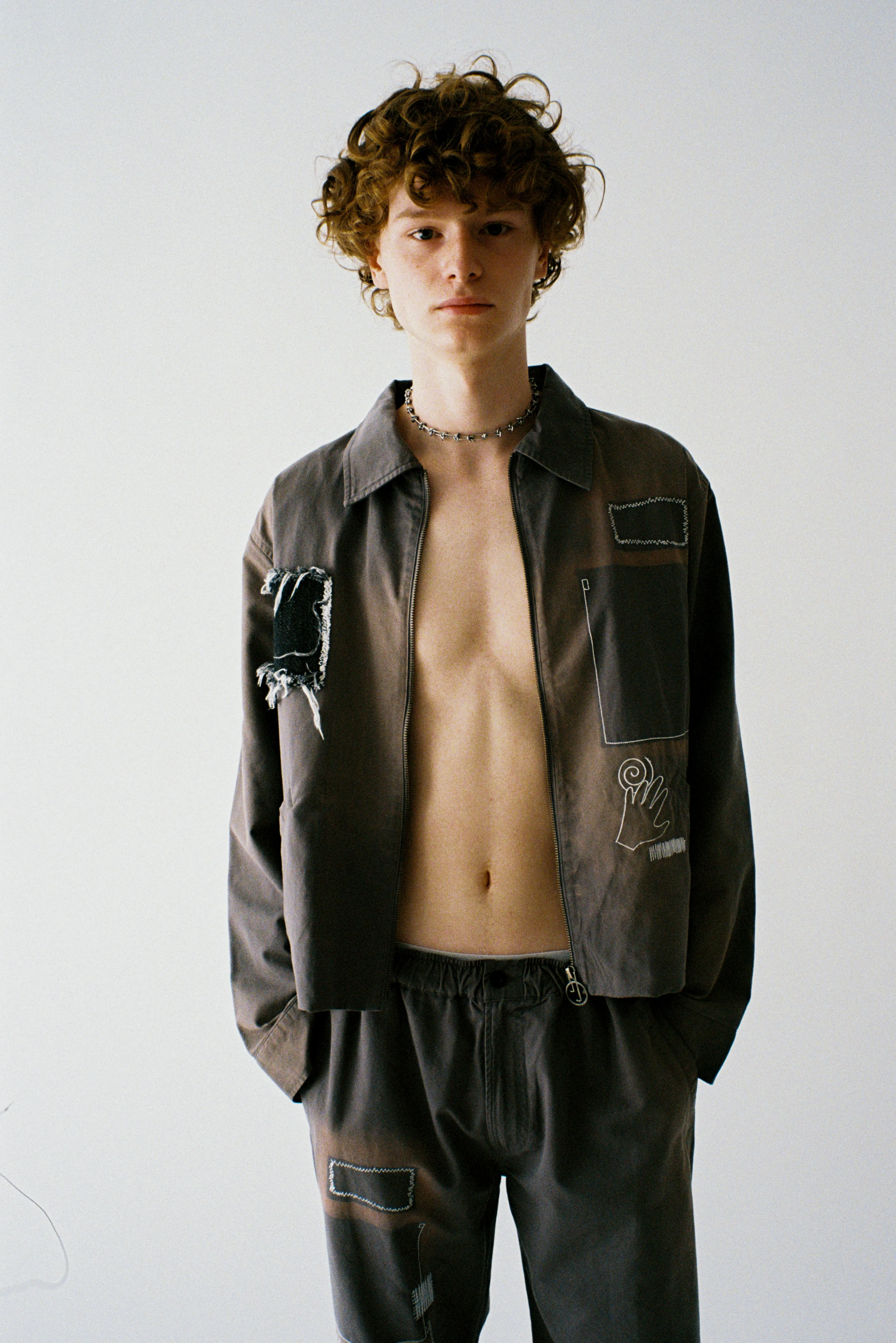Repaired trucker jacket