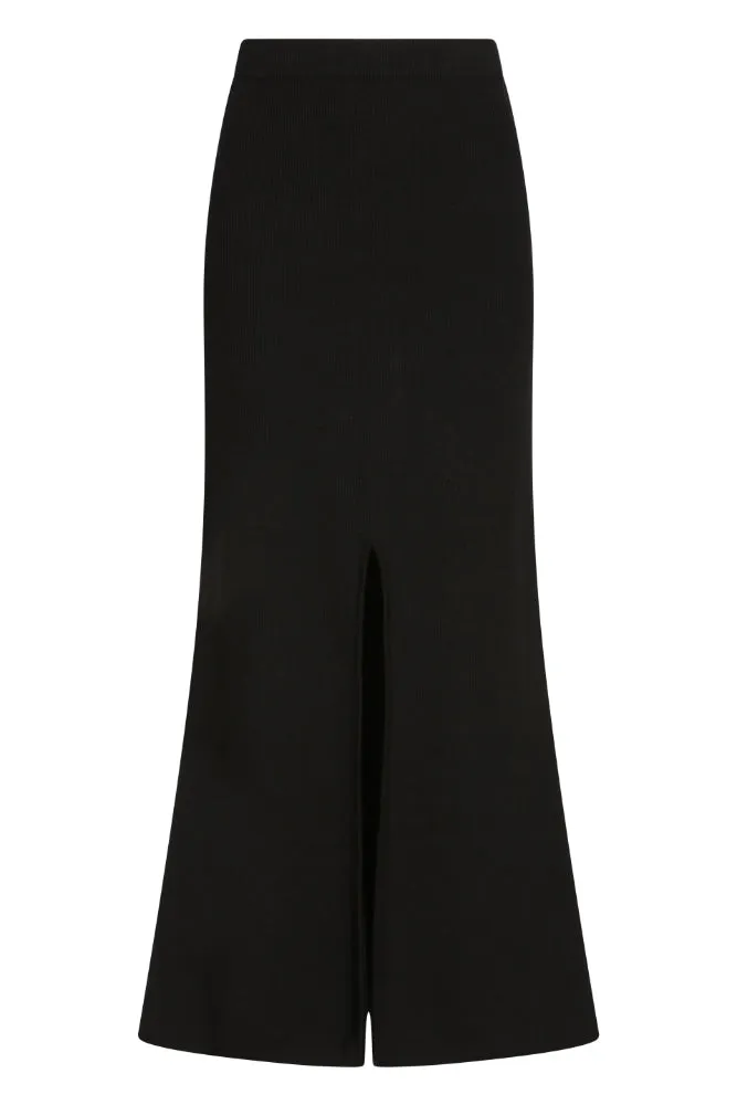 Ribbed Maxi Skirt in Black