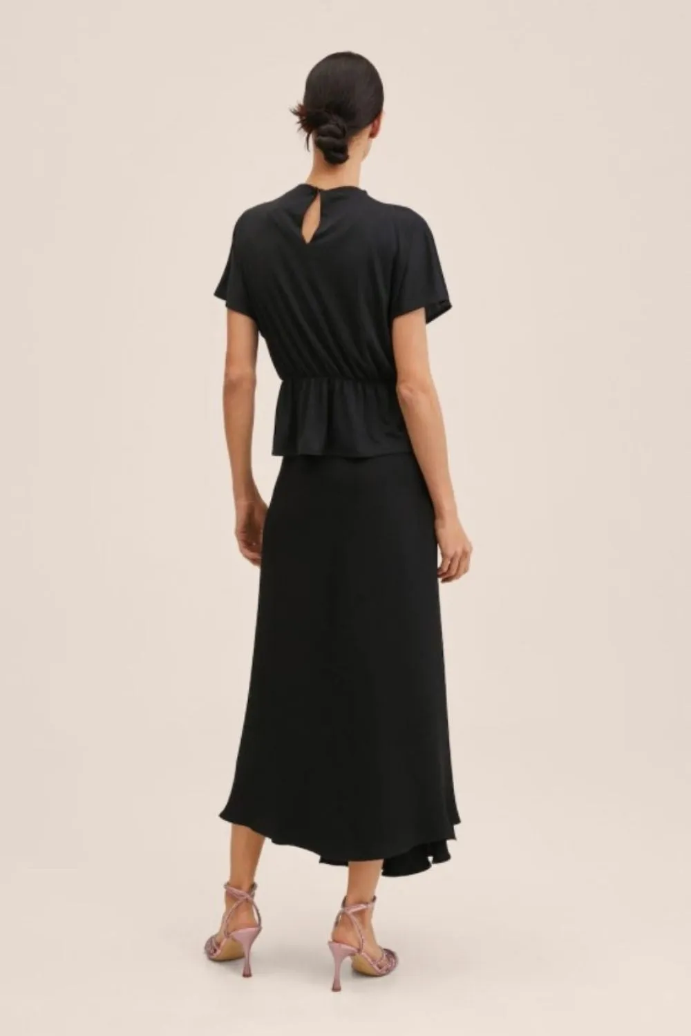 Round Neck Ruched Waist Top