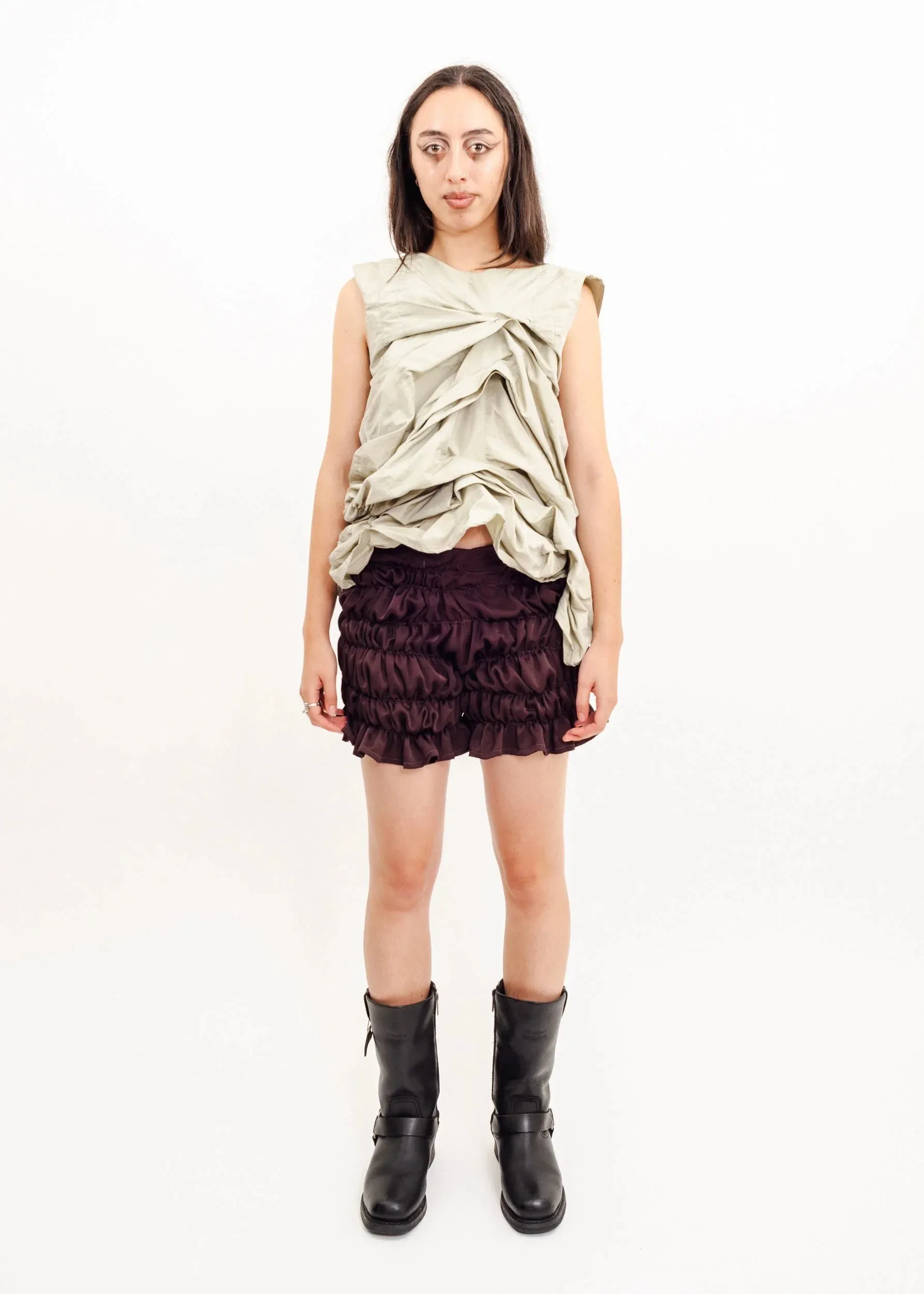 Ruched asymmetric top