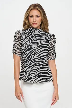 RUCHED BABY MOCKNECK BLOUSE