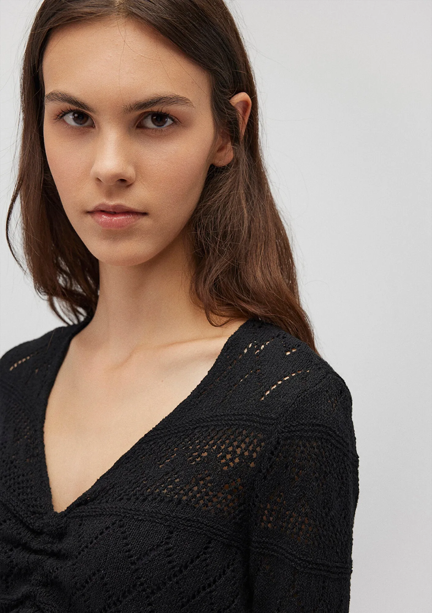 Ruched Black Sweater
