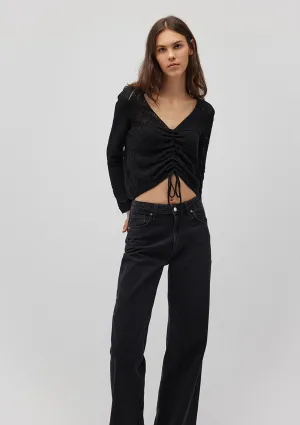Ruched Black Sweater