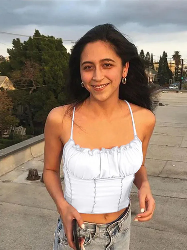 Ruched Slim Crop Top Camisole