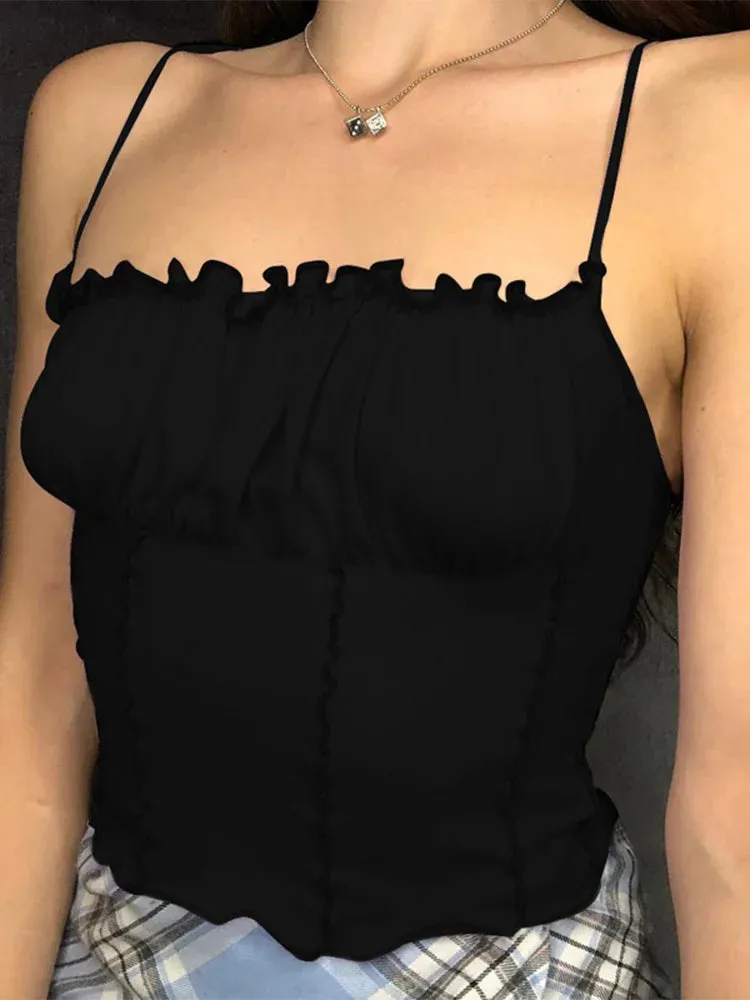 Ruched Slim Crop Top Camisole